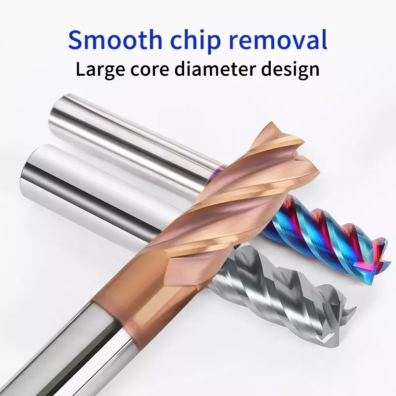 JRDS CNC Carbide End Mills 4 Flute Tungsten Machine End Mill Tools Metal Key Seat Face Router Bit HRC 55 65 70 Milling Cutter