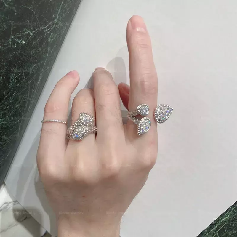 S925 cincin tetesan air zirkon perak murni kualitas tinggi untuk hadiah pesta perhiasan Bohemian merek fashion kelas atas wanita