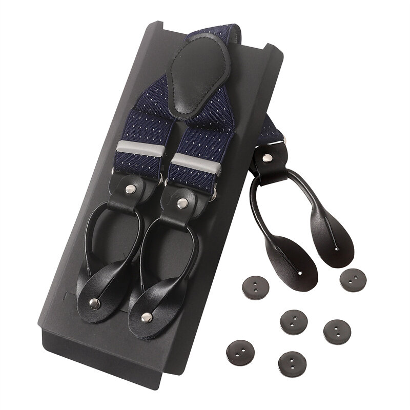 Suspensórios de couro preto largo para homens, suspensórios de botão vintage, suspensórios masculinos para casamento, roupa unissex, 3,5 cm
