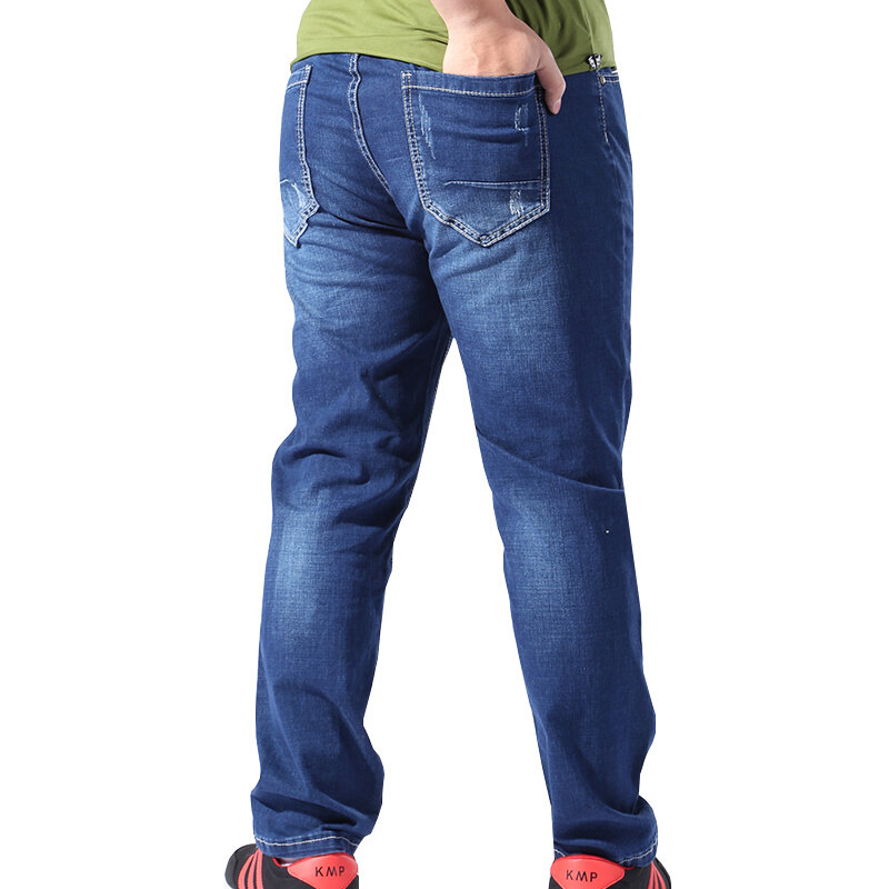 Plus Size Men Clothing 8XL Classic Jeans Elastic Waist Casual Stretch Straight Loose Baggy Male Denim Pant 7XL 5XL 6XL