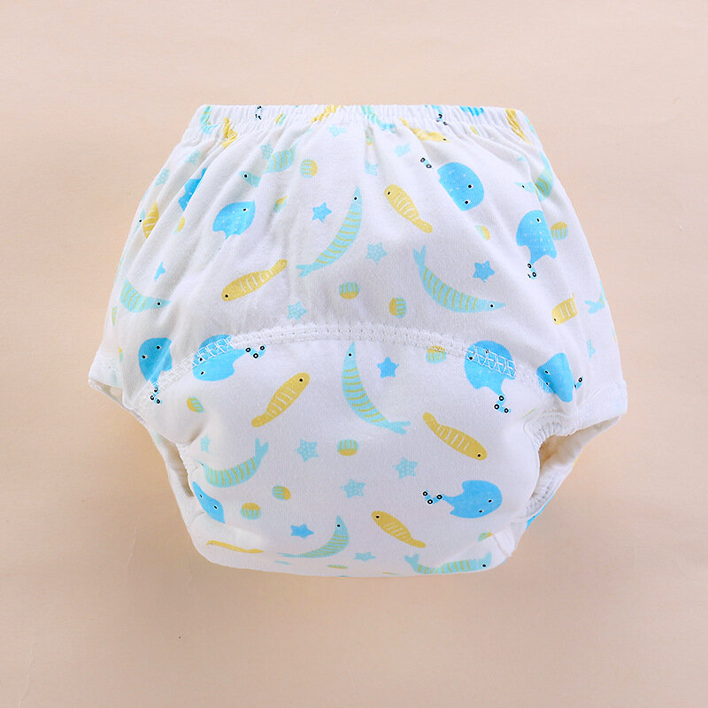 قماش للأطفال حديثي الولادة قابل لإعادة الاستخدام سروال تدريب للمرحاض للرضع قابل للتهوية حفاضات قابلة للغسل بخصر مطاطي من القطن