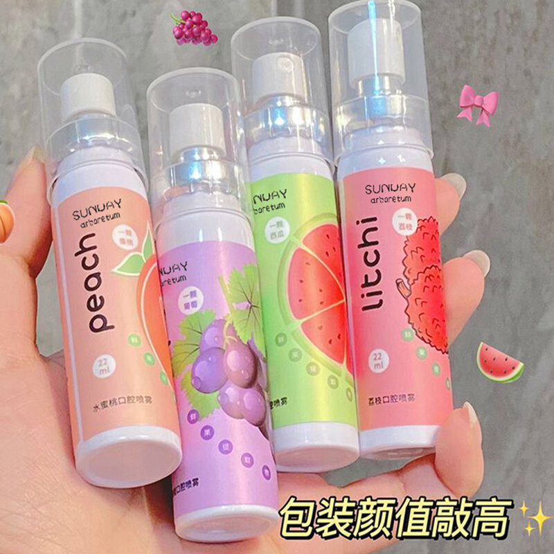 Oral Fresh Spray 22ml Mouth Freshener 5 Smell Fresh Breath Mouth Fruit Litchi Peach Grape Flavor Persistent Portable Oral Care
