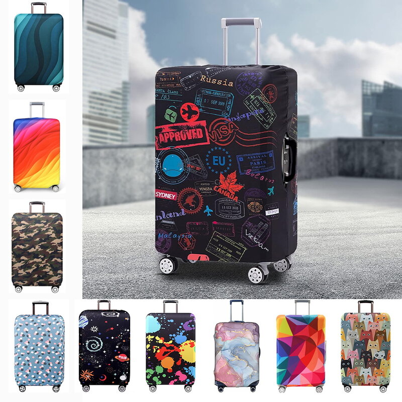 Cubierta protectora de equipaje con cremallera, cubierta gruesa y elástica del mapa del mundo para maleta de 18 a 32 pulgadas, accesorios de viaje