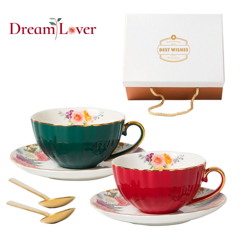 Bone China Coffee Cup and Saucer British Afternoon Tea Black Tea Cup Saucer European-Style Household Cup and Saucer Set