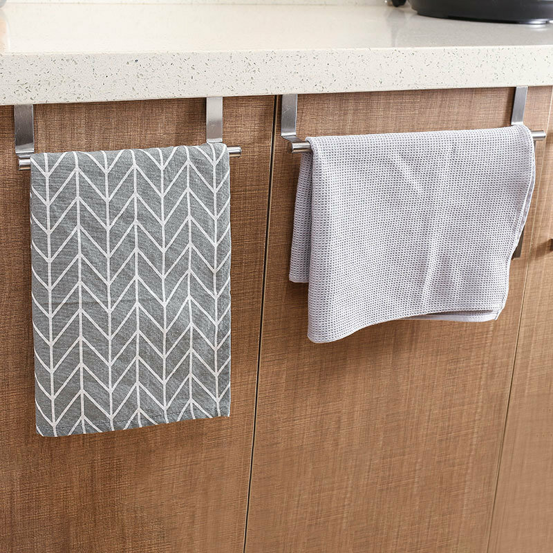 Towel Rack Over Door Towel Bar Hanging Holder Stainless Steel Bathroom Kitchen Cabinet White Black Towel Rag Rack Shelf Hanger