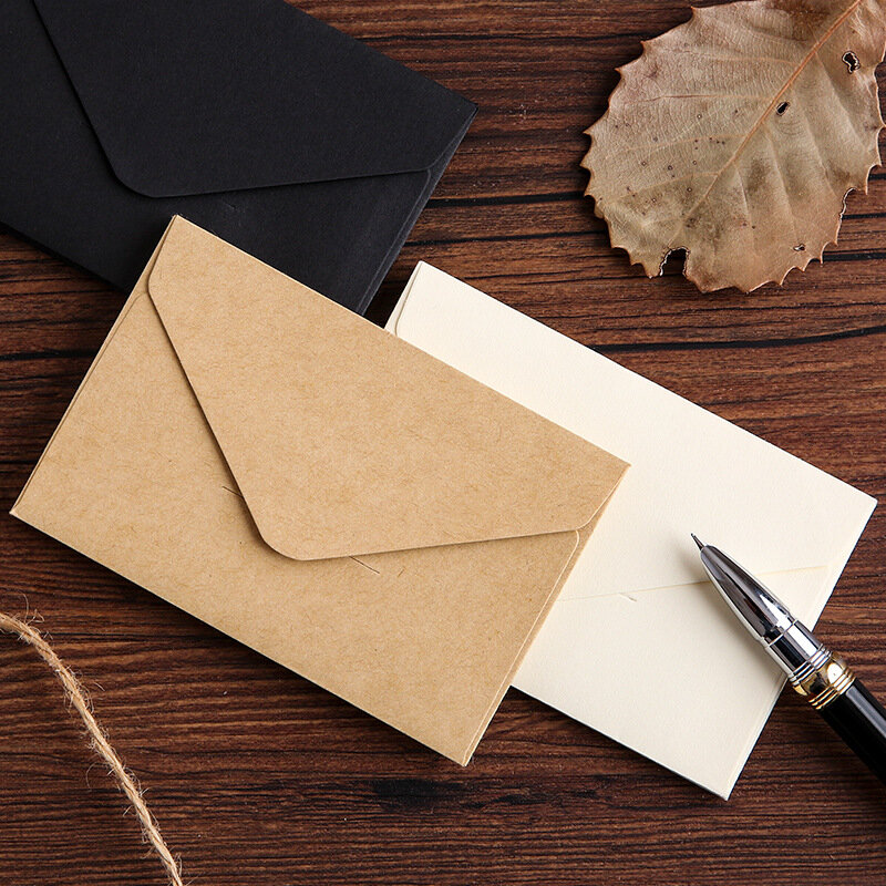Clássico Branco Preto Kraft Em Branco Mini Janela De Papel Envelopes, envelope Do Convite Do Casamento, saco Do Presente
