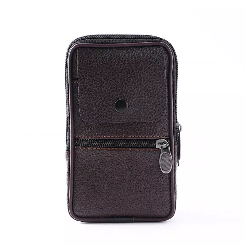 Bolsa de cintura de couro PU masculina com zíper, simples, grande capacidade, estilo comercial, bolsa de telefone flip masculina, nova