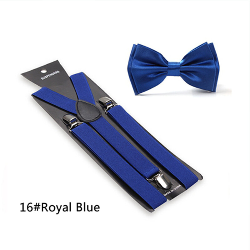 Classics 20 Solid Colors Women Men Suspender Bow Tie Set Braces For Trousers Pants Holder Butterfly Knot Sets Office Casual Gift