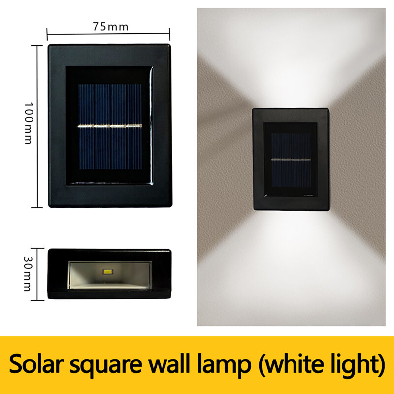 Tempat lilin dinding LED, 2 buah dengan panel surya 2 warna lampu dinding tenaga surya untuk taman balkon halaman Dekorasi Jalan 90x55x25 (mm)