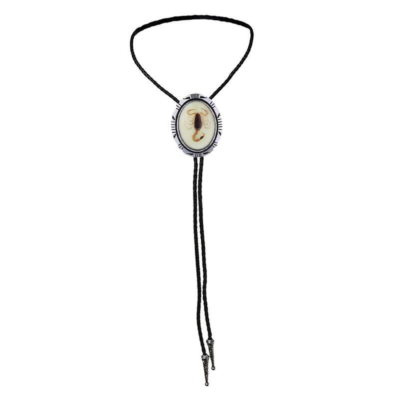 Mens Bolo Tie Necklace PU Leather Rope Western Cowboy