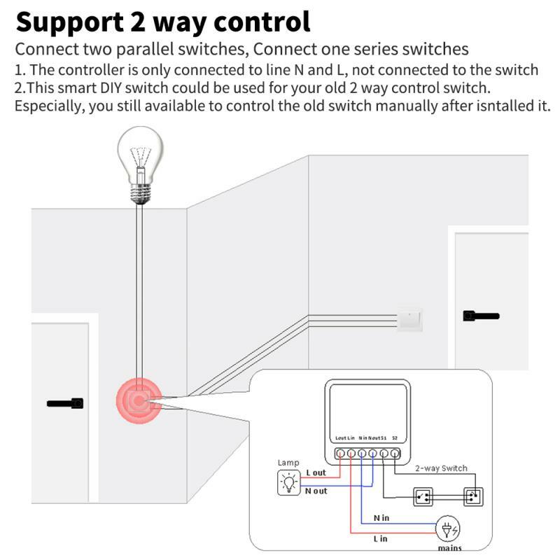 MINI interruptor inteligente Tuya con Wifi, dispositivo de 16A, compatible con temporizador de Control bidireccional, automatización del hogar, inalámbrico, compatible con Control remoto Alexa y Google