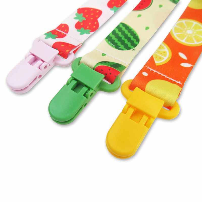 Prático suporte mamilo bebê chupeta clipe corrente cinta trela linda cor desenhos animados frutas pássaros para carros p