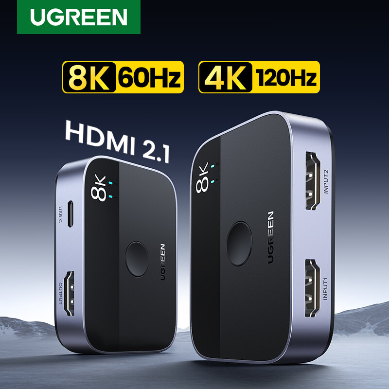 HDMI-сплиттер UGREEN, двухсторонний HDMI-переключатель 4K, 1x2/2x1, адаптер для ТВ-приставки, проектора, HDMI-кабель, HDMI-сплиттер
