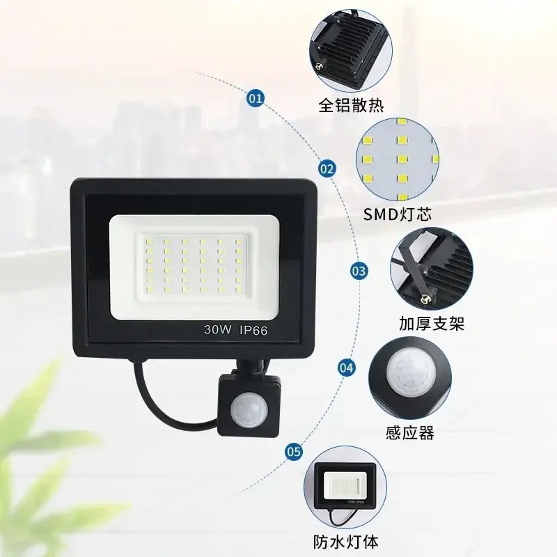 LED Flood Light with Motion Sensor Outdoor Lighting 100W 50W Waterproof Reflector Floodlight Lamp LED Spotlight Garden Garage
