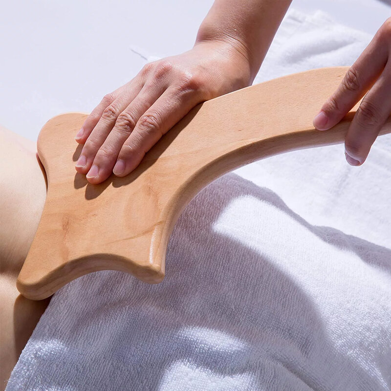 Herramienta de masaje de terapia de madera, masajeador de drenaje linfático de madera, herramientas de escultura corporal con una mano para Maderoterapy, anticelulitis, 1 unidad