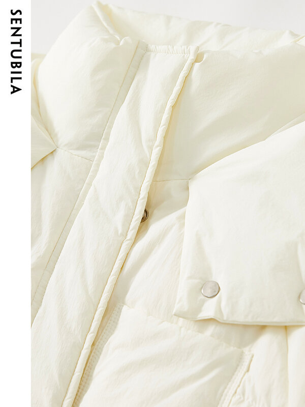 Женский зимний пуховик с капюшоном Sentubila 2023, модное Свободное пальто, Классическая Толстая ветрозащитная теплая куртка на утином пуху W34Y50683