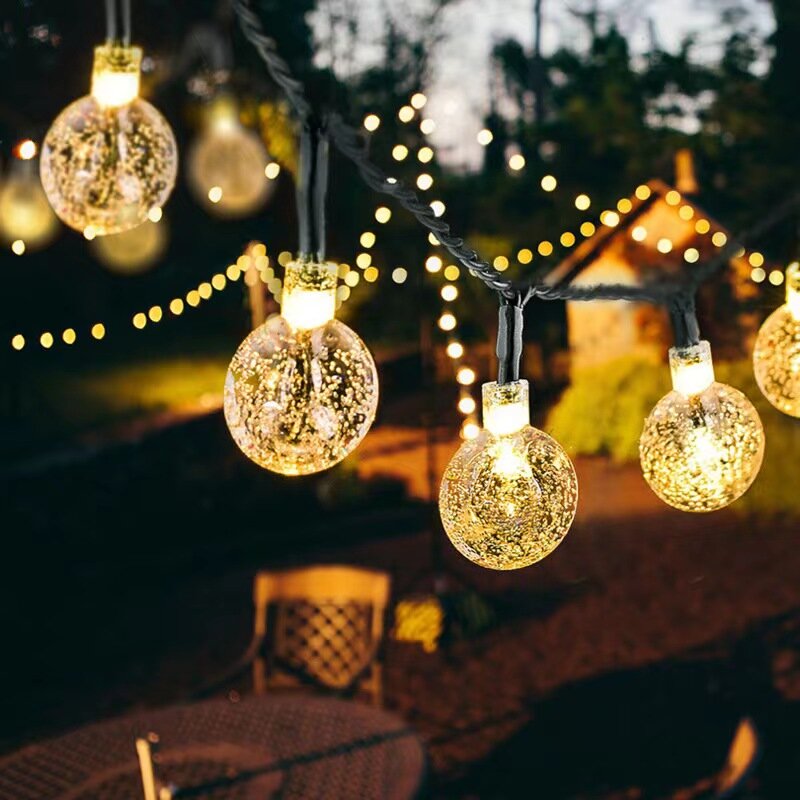 Lampu Led bola kristal gelembung tenaga surya, lampu taman luar ruangan 8 mode tahan air untuk dekorasi pesta Natal dan liburan