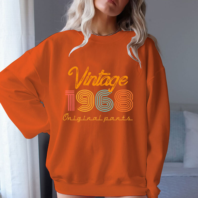 (A+Quality)Vintage 1968 Printed Pullover Sweatshirts Long Sleeve Casual Sports Women men Fleece Round neck sweatshirt tops
