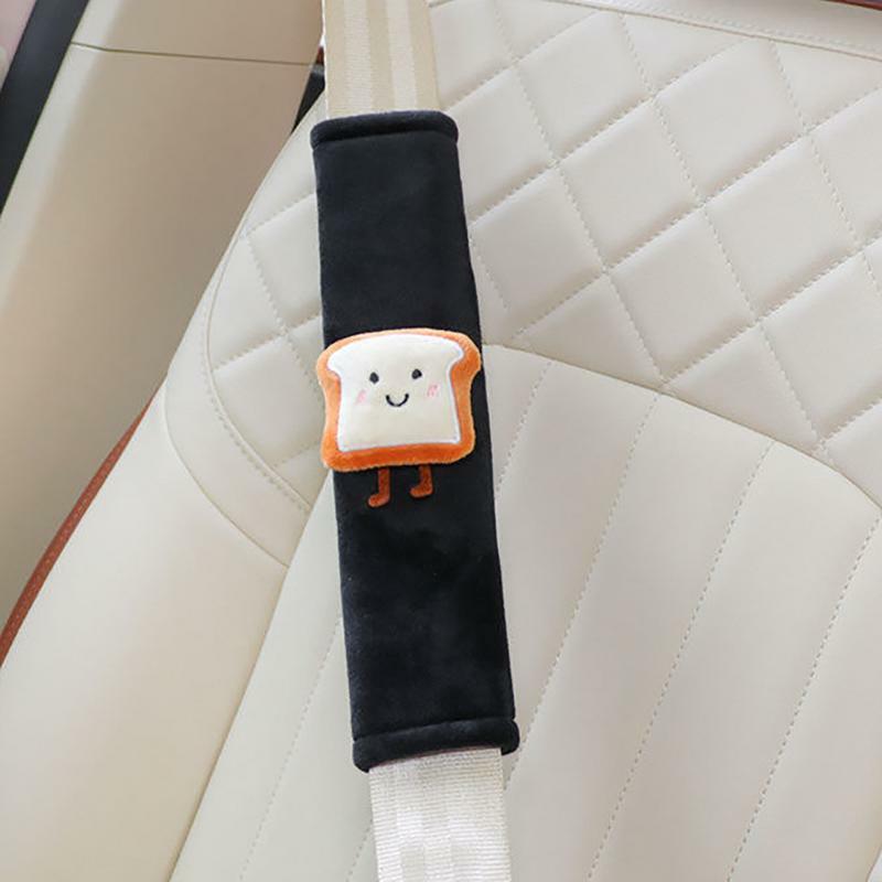 Car Seat Strap Pads Toast Bread Shape Seatbelt Cushions Shoulder Pad Cute Safety Belt Protector Cartoon Covers Comfortable Car