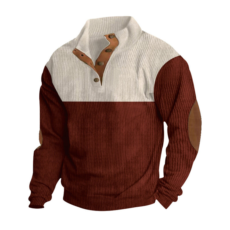 14) Стильный мужской свитшот с воротником-стойкой и длинным рукавом, мешковатый Повседневный Топ, вельветовый пуловер, доступно несколько цветов