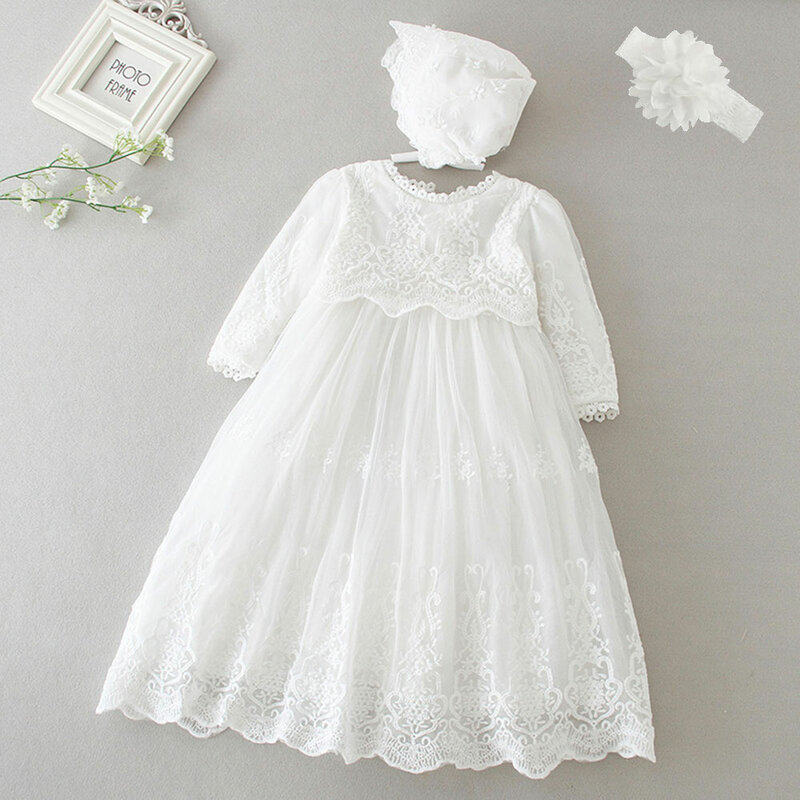 Бальное платье Hetiso для маленьких девочек, с длинным рукавом, для первого дня рождения, платья для крещения, подружки невесты, на Возраст 3-24 месяца