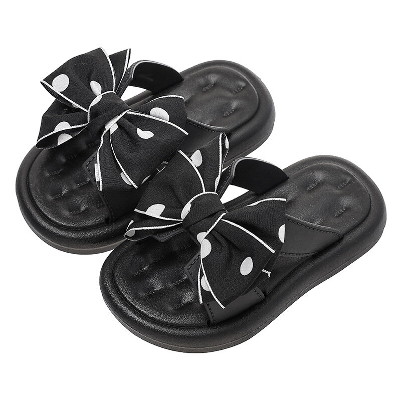 Summer Girls Slipper Polka Dot Bowtie Kids Slides Toddlers Baby Outdoor Beach Flip Flops Shoes 1-8 Years Girl Zapatos