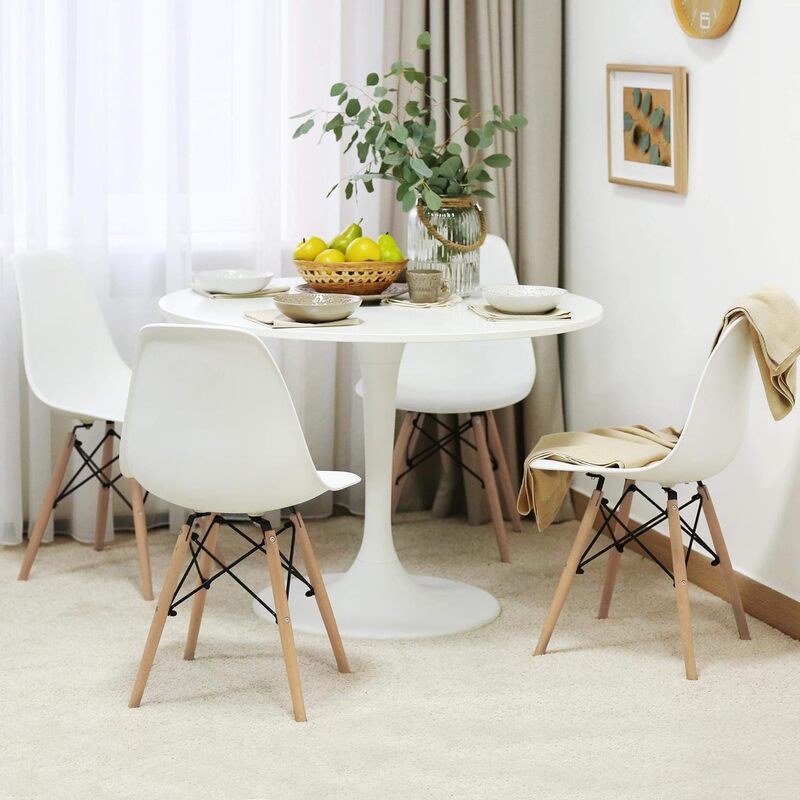 Yaheetech Dining Chairs Modern Side Shell Eiffel DSW Chairs with Beech Wood Legs and Metal Wires for Dining Room Living Room