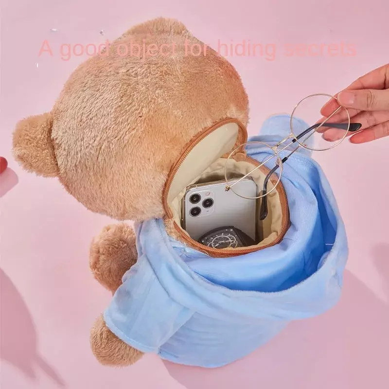 Funny 30cm Plush Bear Hidden Safes Storage Bag Money Jewelry Boxes for Kids Children Toys Creative Gifts Secret Box Doll Bear