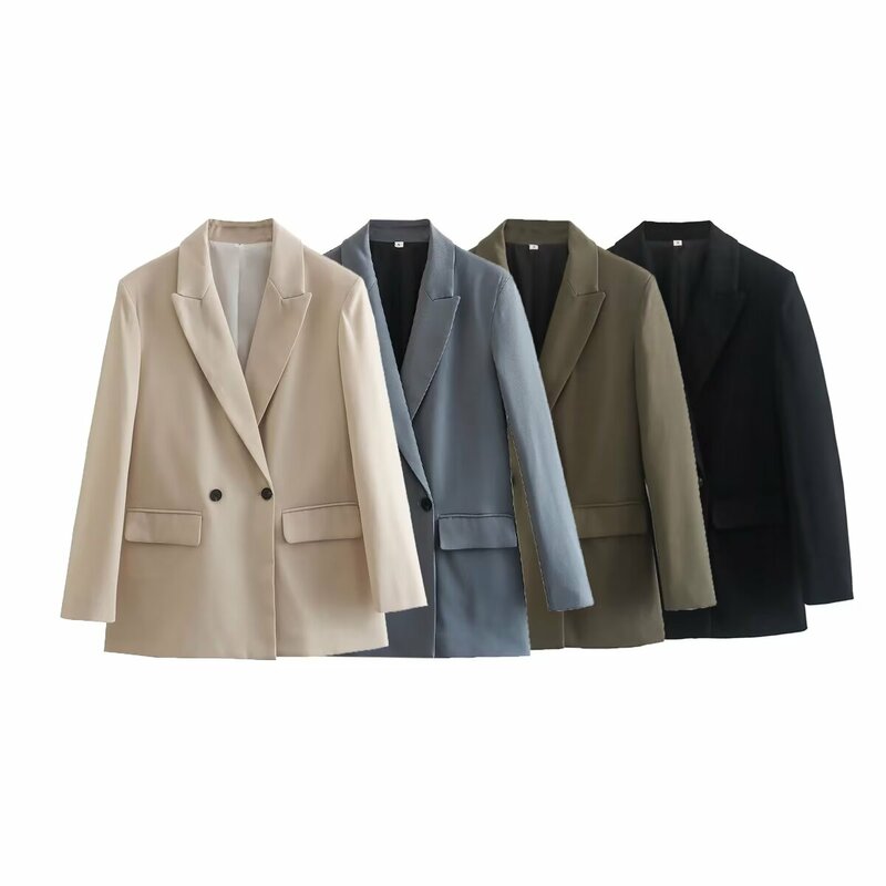 女性のための長袖のジョーカースーツ,レトロなスタイル,ポケットの装飾,シックなコート,新しいファッション,2024