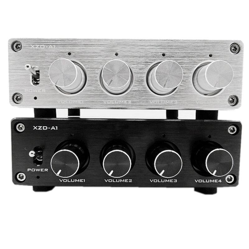 Lossless Audio Distribuidor, Signal Selector, Fonte Switcher, Amplificador de Volume, Prata, 1 Entrada, 4 Saída, RCA HUB, HiFi