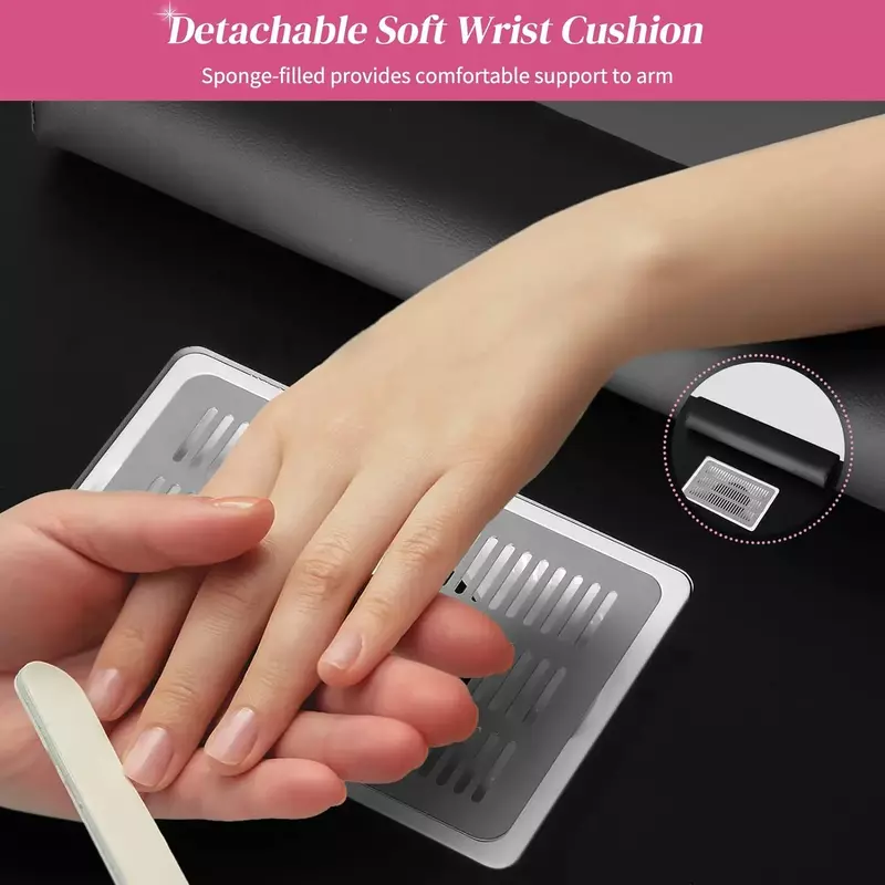 Mesa de manicura para Nail Tech, estación de mesa de uñas con colector de polvo eléctrico, almacenamiento de maquillaje para salón de belleza