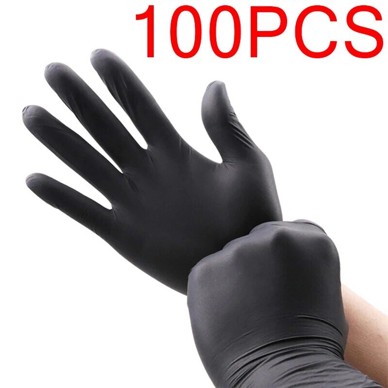 100 pièces gants en nitrile noir sans poudre étanche maison nettoyage travail tatouage jardin cuisine cuisson qualité alimentaire gants jetables