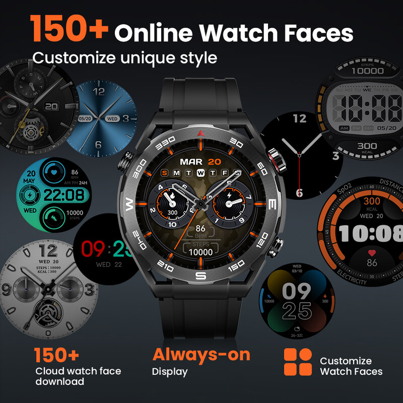 Haylou Uhr R8 Smartwatch 1.43 ''Amoled Display Smartwatch Bluetooth-Telefonanruf Multi-Grade-Zähigkeit Smartwatches für Männer