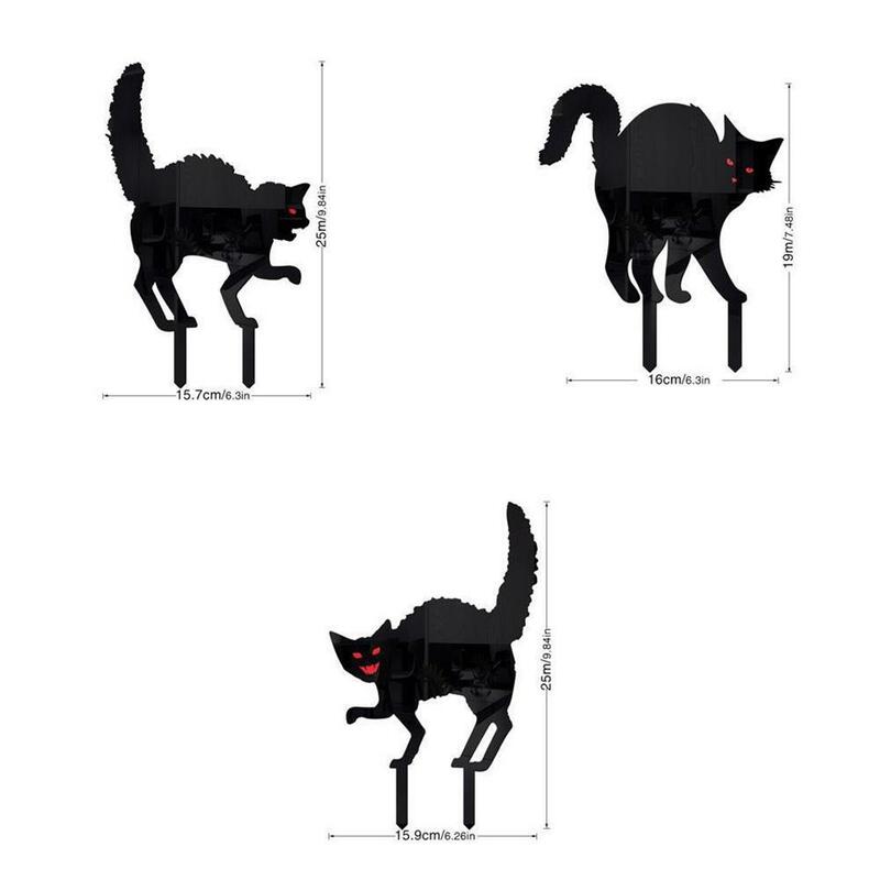 Silueta de Animal de gato aterrador, tarjeta de inserción de jardín, escultura acrílica negra, utilería de jardín, silueta de arte al aire libre, perros, Orname J8I4