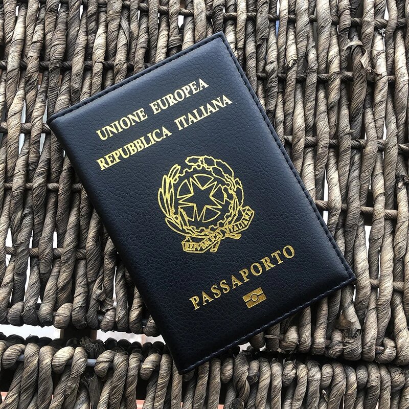 Standred-funda de pasaporte de cuero sintético italiano con tarjetero, billetera de viaje, funda de pasaporte italiano para hombres y mujeres
