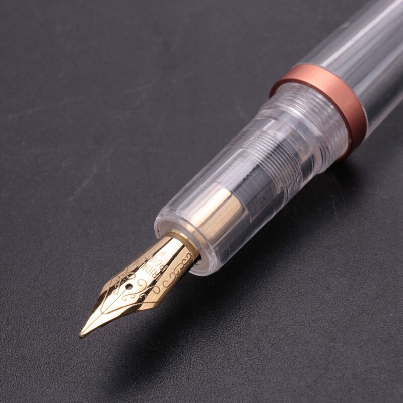 Stylo plume à plume avec compte-gouttes, stylos transparents haute capacité, fournitures scolaires de bureau, or rose et gris, 2 ensembles, 0,5mm