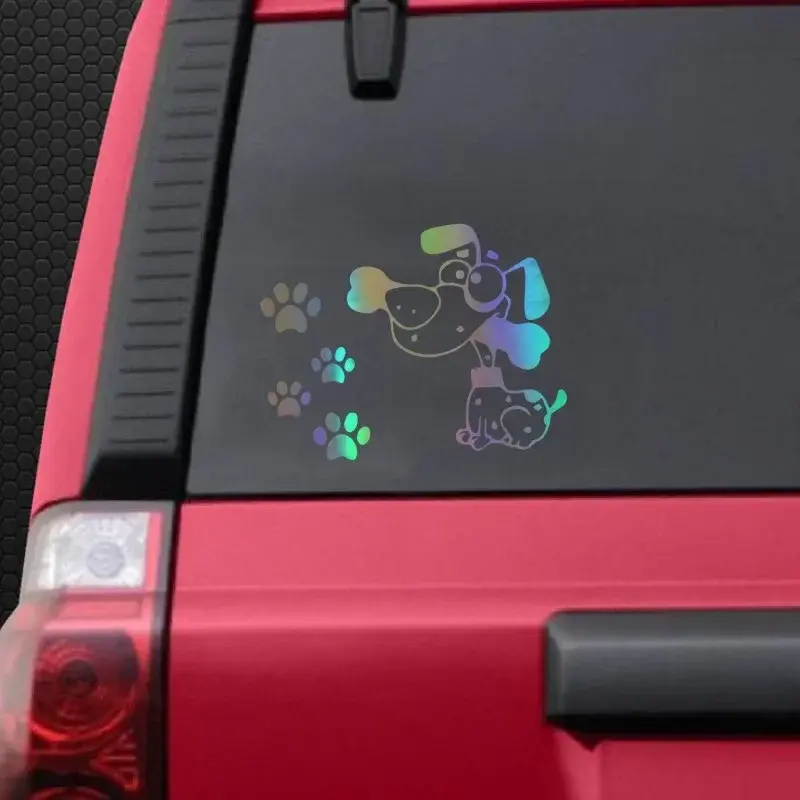 Car Stickers 3D Sticker Cute Dog And Dog Paw Print Car Motorcycles Decoration Reflective Car Styling Custom Sticker14.5cm*11.2cm