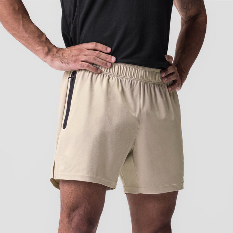 Calção de cintura média masculina com bolsos múltiplos, confortável, casual, fácil de cuidar, exercício, ginásio, jogging, solto, moda masculina