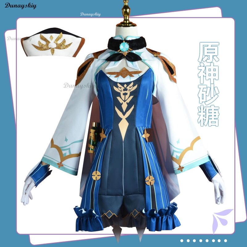 Kostum Cosplay Genshin Impact Sucrose seragam karnaval dewasa kostum pesta Halloween Anime permainan Masquerade wanita