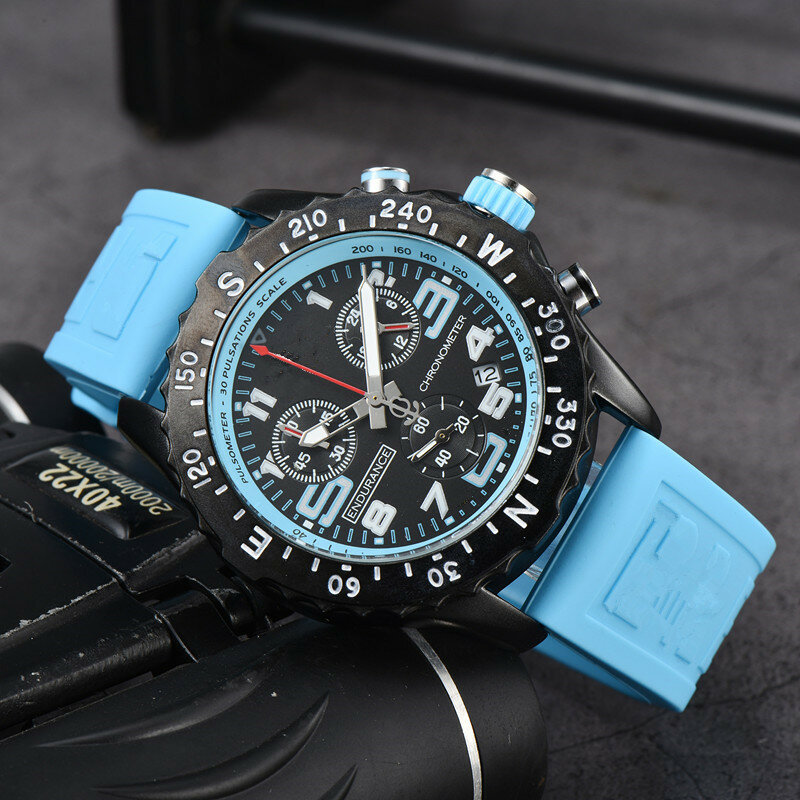 Jam tangan desainer mewah jam tangan pria kualitas tinggi reloj 44mm tali karet jam tangan chronograph rubb