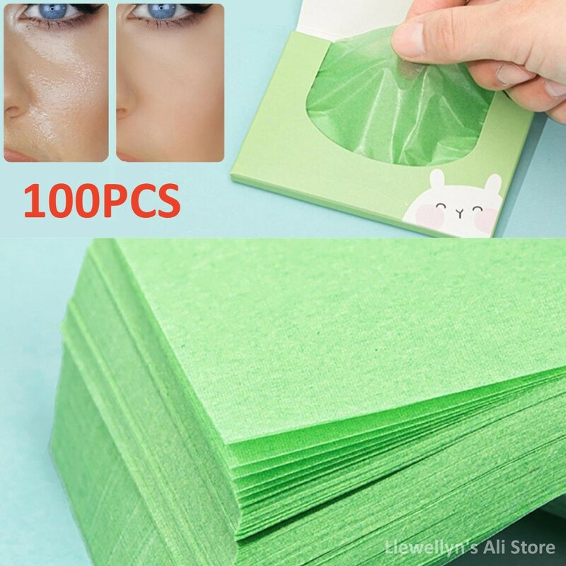 Papel absorbente de aceite Facial para mujer, toallitas antigrasa para el cuidado Facial, 100 hojas