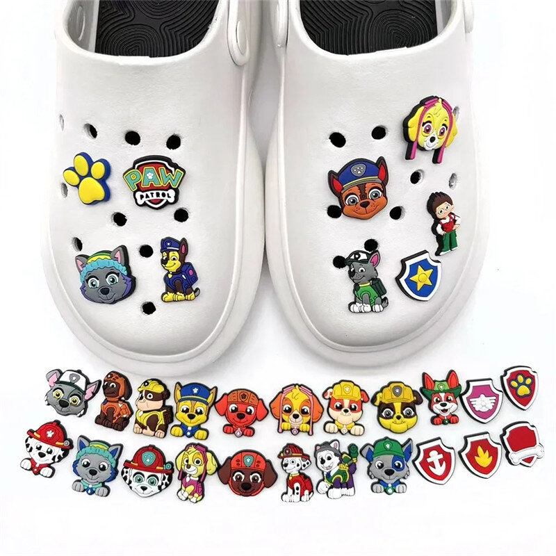 31pcs Paw Patrol Pvc Shoe Charms Anime Cartoon Shoe Buckle Ryder Marshall Rubble Chase Rocky Zuma Skye Everest Kids Gift