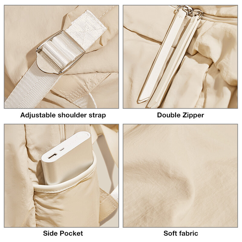 FOXER-Mochila de tecido de algodão impermeável para mulheres, bolsa monocromática simples, mochila de viagem adolescente, moda laptop