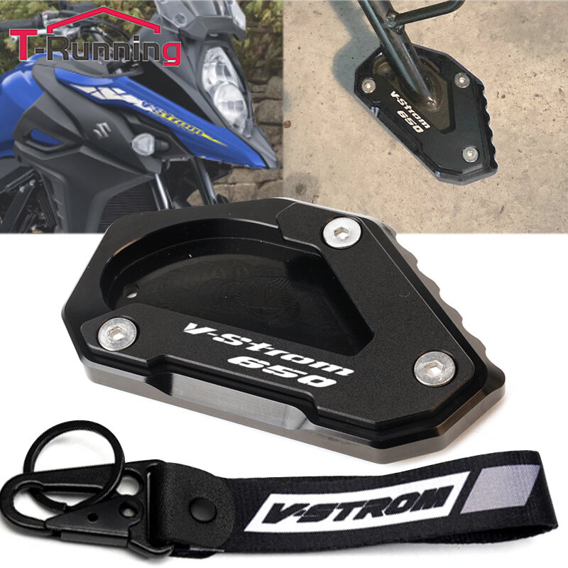 Motocicleta Kickstand para Suzuki V-STROM 650/XT 1000, Suporte Lateral Pé, Extensão Pad, Placa de Apoio, DL1000, VSTROM 650, DL650, 1050