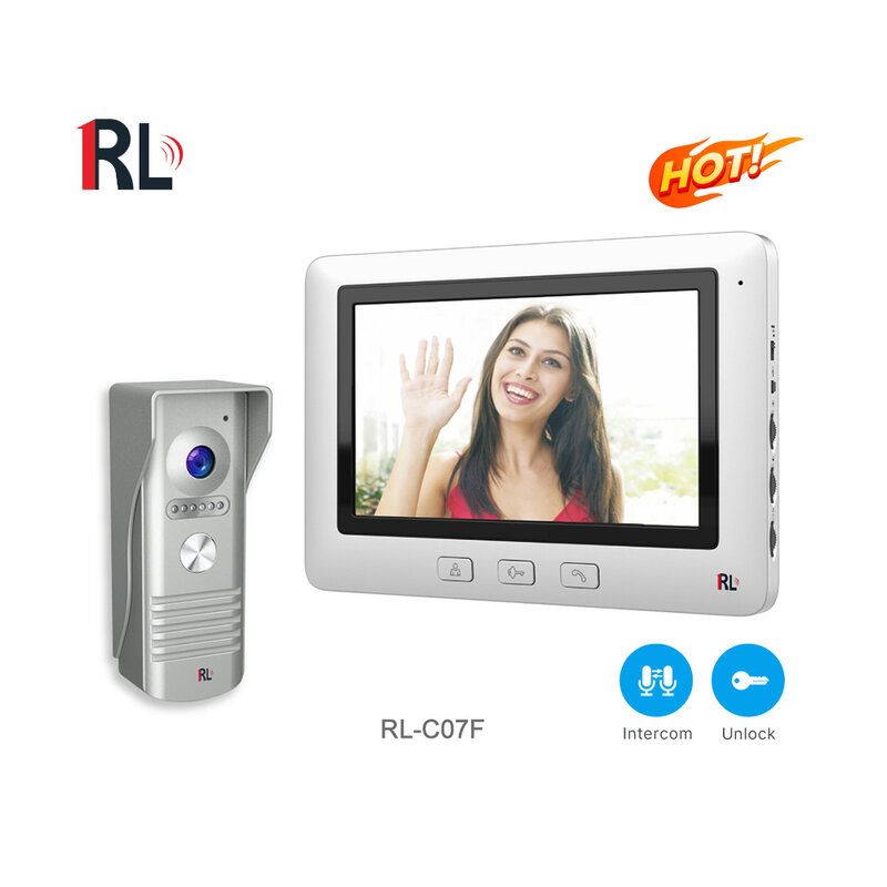 Alta qualidade smart home video intercom grande angular 7 polegada câmera sino suporte 4 monitor