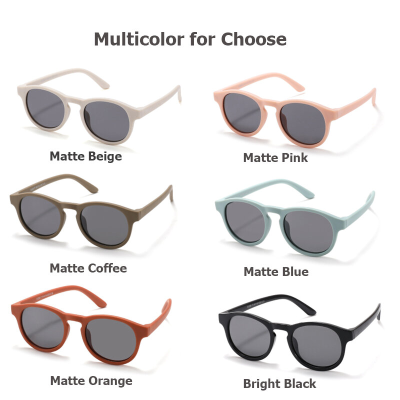 Óculos de sol redondos para crianças, óculos de sol de silicone para meninas e meninos, óculos polarizados para crianças de 3 a 12 anos, primeira moda, 2023