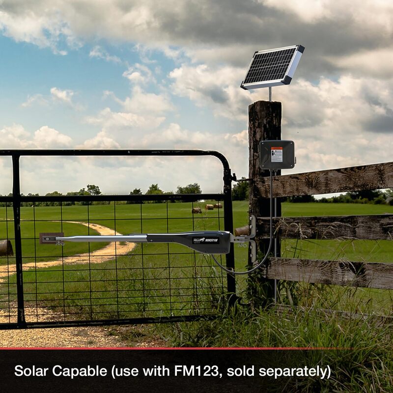 مفتاح بوابة أوتوماتيكي بغل قوي ، ذكي وجاهز للطاقة الشمسية ، يتضمن مفتاح بوابة عن بعد ، أكثر حتى طول 16 قدمًا ، MM371W