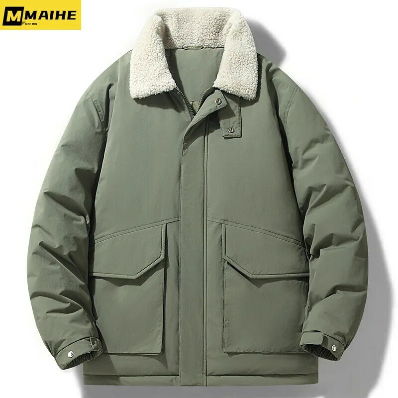 Winter Men's Jacket Fashionable Loose Collar Short Top With White Duck Down Filling For Warmth Outdoor Hiking Jacket 2023