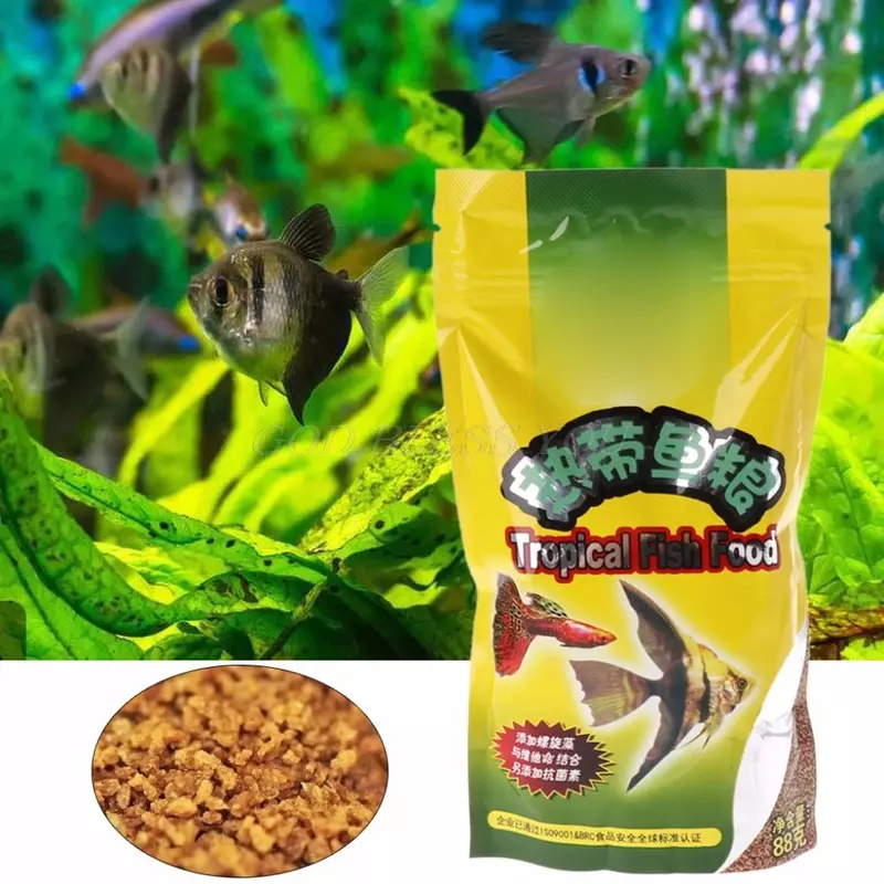 Aquarium Tank Tropical Fish Food Small Fish Feed Grain 98g Delicious Food Especially for Guppy Lantern Fish 1 Bag