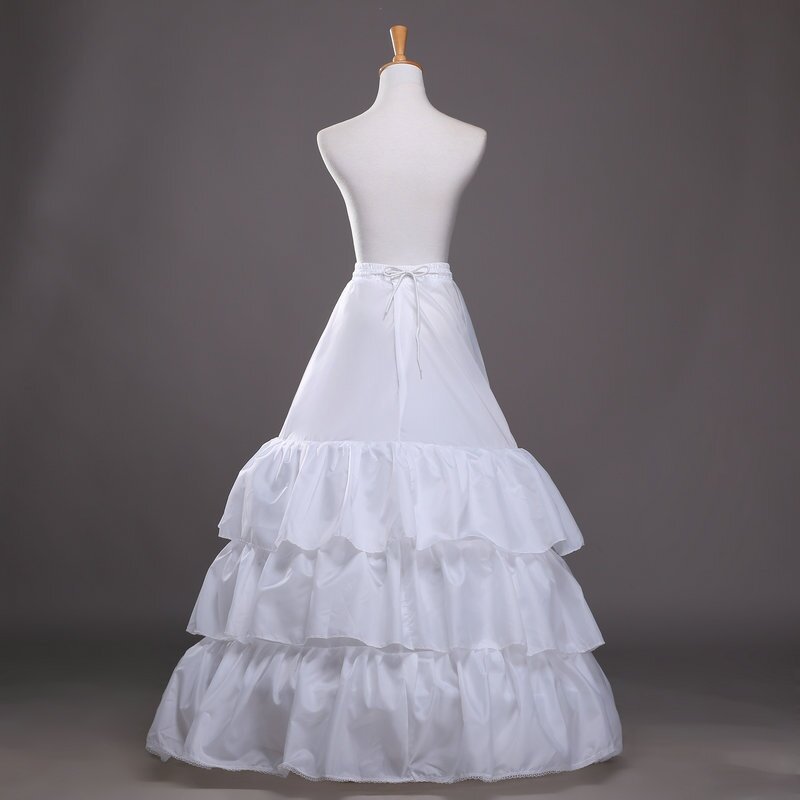 Vestido de novia blanco con volantes de 3 capas, de alta calidad enagua, novedad de 2018